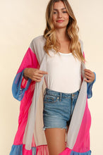 Load image into Gallery viewer, PLUS COLOR BLOCK KIMONO MAXI OPEN CARDIGAN