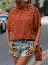 Load image into Gallery viewer, Swiss Dot Mock Neck Half Sleeve Blouse