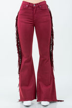 Load image into Gallery viewer, Texas Sun Fringe Bell Bottom Wine - Inseam 30