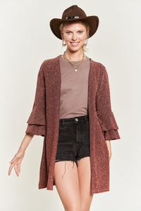 Glitter bell sleeve kimono cardigan