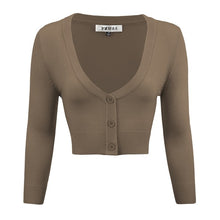 Load image into Gallery viewer, Women&#39;s Cropped Bolero 3/4 Sleeve Cardigan