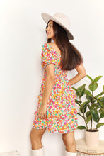 Load image into Gallery viewer, Double Take Smocked Sweetheart Neck Flounce Sleeve Mini Dress