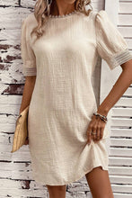 Load image into Gallery viewer, Lace Detail Round Neck Short Sleeve Mini Dress