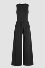 Load image into Gallery viewer, Black Cinched Waist Sleeveless Wide Leg Jumpsuit