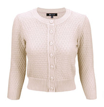Load image into Gallery viewer, 3/4 Sleeve Cute Pattern Cropped Cardigan Sweater