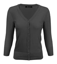 Load image into Gallery viewer, V-Neck Button Down Knit Cardigan Sweater 3/4 Sleeve