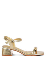 Load image into Gallery viewer, Zabou Metallic Ankle Strap Low Block Heels