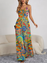 Load image into Gallery viewer, Decorative Button Spaghetti Strap Wide Leg Jumpsuit