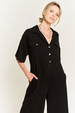 Load image into Gallery viewer, Basic Collar Shirt Wide leg Jumpsuit
