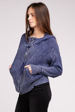 Load image into Gallery viewer, Acid Wash Cotton Waffle Hooded Zip-Up Jacket