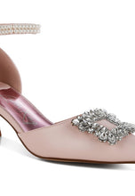 Load image into Gallery viewer, Onkana Diamante Brooch Kitten Heel Sandals