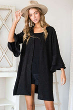 Load image into Gallery viewer, Glitter bell sleeve kimono style cardigan PLUS