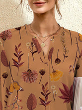 Load image into Gallery viewer, FAM-FAM Printed Notched Long Sleeve Blouse