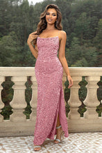 Load image into Gallery viewer, Sequin Backless Split Maxi Dress