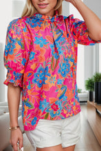 Load image into Gallery viewer, Printed Mock Neck Half Sleeve Blouse