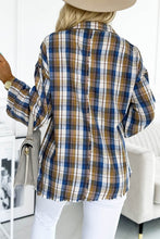 Load image into Gallery viewer, Women Plaid Pattern Asymmetric Buttons Shirt