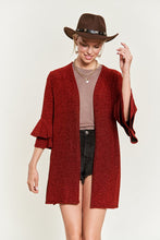 Load image into Gallery viewer, Glitter bell sleeve kimono style cardigan PLUS