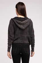 Load image into Gallery viewer, Acid Wash Cotton Waffle Hooded Zip-Up Jacket