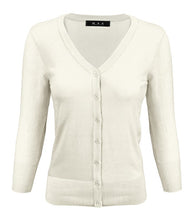 Load image into Gallery viewer, V-Neck Button Down Knit Cardigan Sweater 3/4 Sleeve