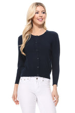 Load image into Gallery viewer, Crew neck Button Down Cardigan Sweater 3/4 sleeve