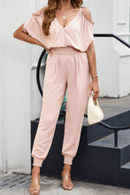 Load image into Gallery viewer, Frill Surplice Cold Shoulder Jumpsuit
