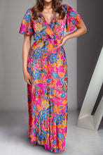 Load image into Gallery viewer, Printed Surplice Short Sleeve Maxi Dress