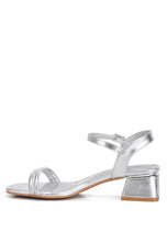 Load image into Gallery viewer, Zabou Metallic Ankle Strap Low Block Heels