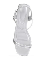 Load image into Gallery viewer, Zabou Metallic Ankle Strap Low Block Heels