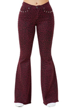 Load image into Gallery viewer, Leopard Studded Bell Bottom- Inseam 30