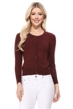 Load image into Gallery viewer, Crew neck Button Down Cardigan Sweater 3/4 sleeve