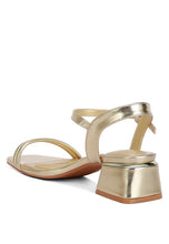 Load image into Gallery viewer, Zabou Metallic Ankle Strap Low Block Heels