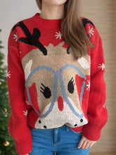 Load image into Gallery viewer, Reindeer Round Neck Dropped Shoulder Sweater