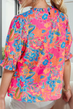 Load image into Gallery viewer, Printed Mock Neck Half Sleeve Blouse