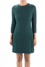 Load image into Gallery viewer, Cable Knit Round Neck 3/4 Slvs Mini Sweater Dress