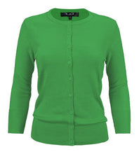 Load image into Gallery viewer, Crewneck Button Down Knit Cardigan Sweater 3/4 Sleeves
