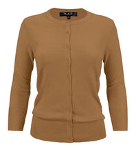 Load image into Gallery viewer, Crewneck Button Down Knit Cardigan Sweater 3/4 Sleeves