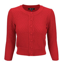 Load image into Gallery viewer, 3/4 Sleeve Cute Pattern Cropped Cardigan Sweater