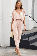 Load image into Gallery viewer, Frill Surplice Cold Shoulder Jumpsuit