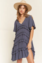 Load image into Gallery viewer, PLUS TIERED RUFFLE MINI DRESS