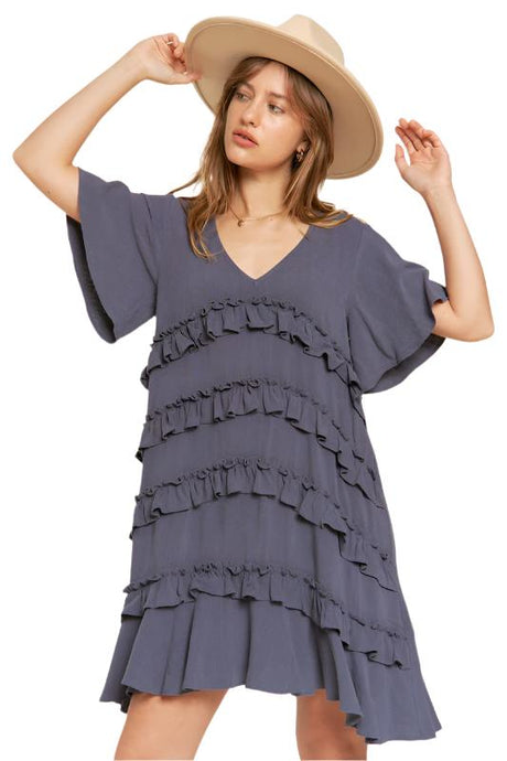 PLUS TIERED RUFFLE MINI DRESS