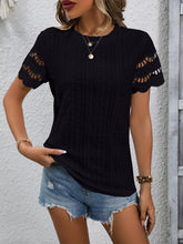 Load image into Gallery viewer, Full Size Eyelet Round Neck Short Sleeve Top