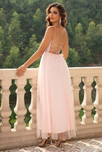 Load image into Gallery viewer, Lace-Up Backless Mesh Dress