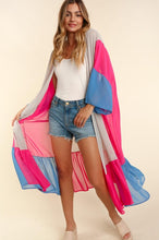 Load image into Gallery viewer, PLUS COLOR BLOCK KIMONO MAXI OPEN CARDIGAN