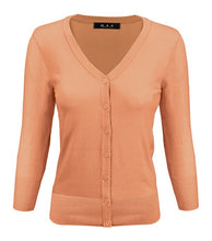 Load image into Gallery viewer, V-Neck Button Down Knit Cardigan Sweater 3/4 Sleeve