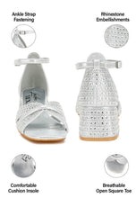 Load image into Gallery viewer, Babylon Low Block Heel Rhinestone Sandals