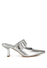 Load image into Gallery viewer, Bismi Large Buckle Kitten Heel Mules
