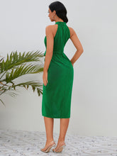 Load image into Gallery viewer, Slit Ruched Mock Neck Sleeveless Dress