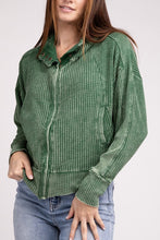 Load image into Gallery viewer, Acid Wash Cotton Waffle Hooded Zip-Up Jacket