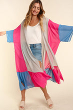 Load image into Gallery viewer, PLUS COLOR BLOCK KIMONO MAXI OPEN CARDIGAN