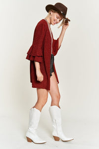 Glitter bell sleeve kimono cardigan
